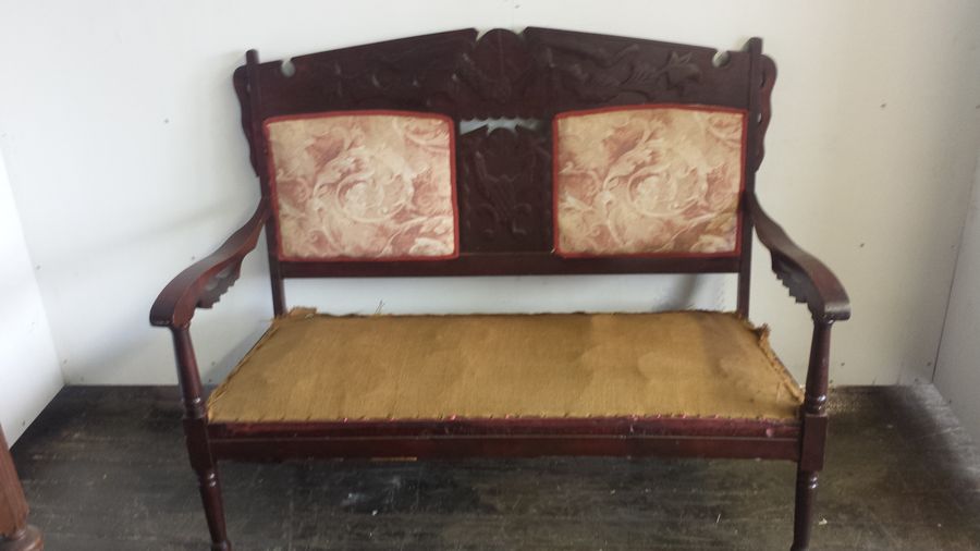 Antique Eastlake Settee / Loveseat Brielity PinkLion