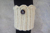 Beige Crochet Boot Cuff Socks Women Leg Warmers