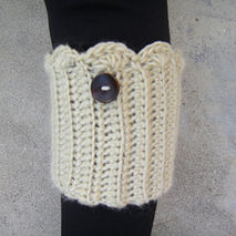 Beige Crochet Boot Cuff Socks Women Leg Warmers