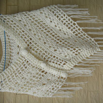 Ivory Crochet Shawl Poncho Wrap