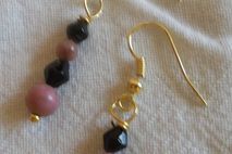 rhodonite & black glass sacred earrings
