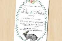 Woodland Party Invitation, Vintage Rabbit Event Invitation
