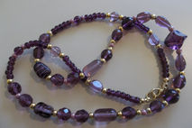 purple glass & gold necklace