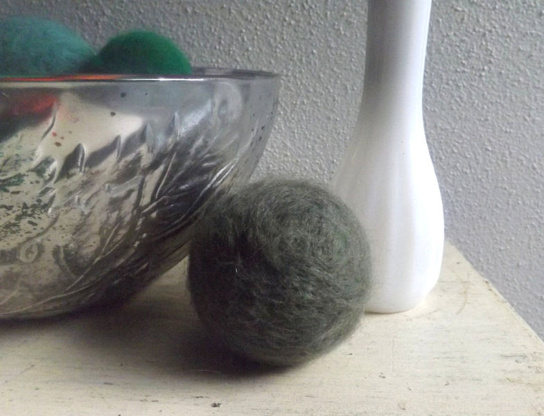Decorative Wool Ball 4 inch Shades of Green Ball Felted Wool Liz