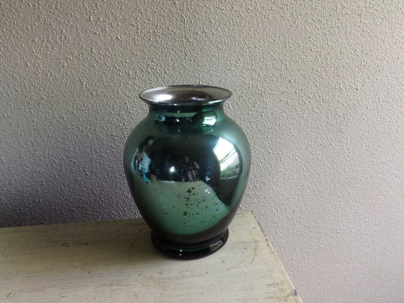 Teal Mercury Glass Vase Green Blue Reflective Vase Liz's Shop