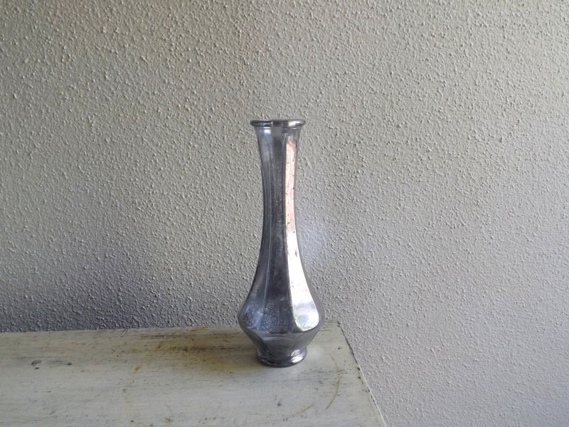 Small Narrow Mercury Glass Vase Silver Bottle Bud Vase Liz's Shop
