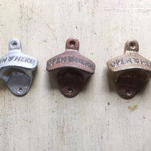 Bottle Opener - Wall Mounted - Metallic Choose your Color - Cast