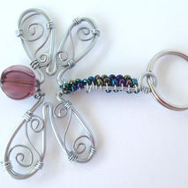 Dragonfly - Beaded Wire Art Keychain - Handmade
