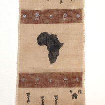 Africa Burlap Wall Hanging (51"x18") - Hand-painted