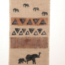 Elephant Burlap Wall Hanging (51"x18") - Hand-painted