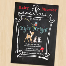 Baby shower invitation, Woodland Shower, Baby Shower Girl,