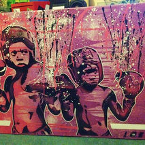 boxers guard ya grill ,pink & black,custom,stencil art,urban art