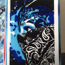 painting of bandana gangsters,stencils & spraypaints on canvas,u