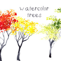 Watercolor Painted Trees Clip Art Digital Stamps clipart downloa