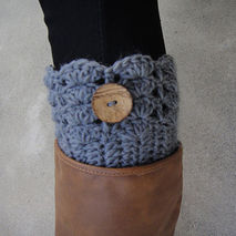 Crochet Leg Warmers with Wooden Button Womens Boot Socks Cuffs