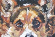 Pembroke Welsh Corgi portrait CANVAS print of painting 12x12
