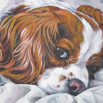 Cavalier King Charles Spaniel dog art CANVAS print 12x16"