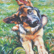 German Shepherd CANVAS print of painting 12x16"