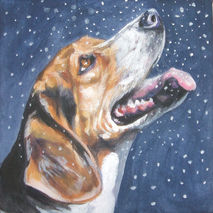 Beagle portrait dog art 12x12" CANVAS print of painting