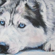 Siberian Husky dog portrait 11x14" CANVAS print of painting