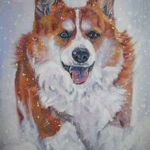Pembroke Welsh Corgi portrait 8x10" CANVAS print of painting