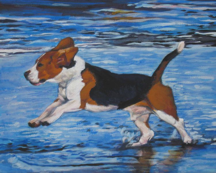 Beagle portrait dog art 8x10" CANVAS print of painting