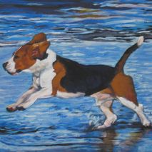 Beagle portrait dog art 8x10" CANVAS print of painting