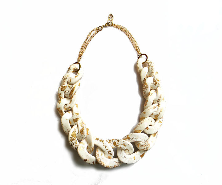White Gold Chunky Chain Necklace, Bib Statement Necklace AlinaandT
