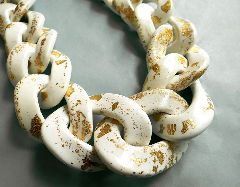 White Gold Chunky Chain Necklace, Bib Statement Necklace AlinaandT