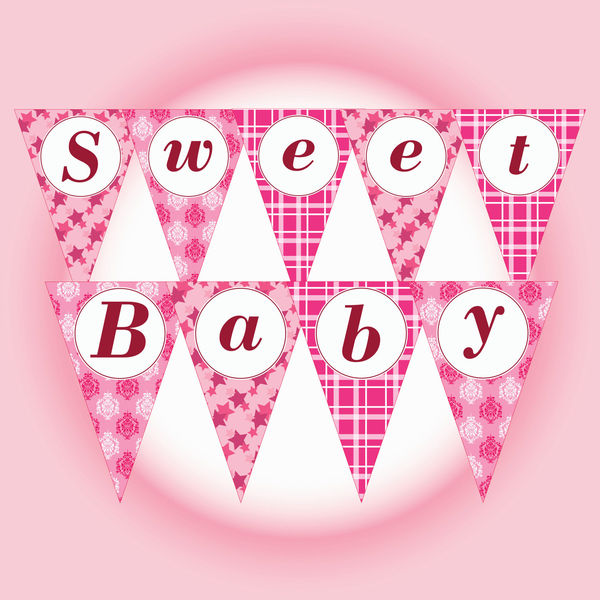 Sweet baby banner, Pink printable baby banner,Girl banner,Baby p