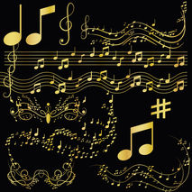 Gold Music clipart, Gold notes clip art, Digital Clipart Musical