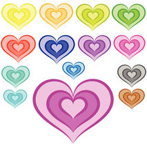 Heart clipart, colorful hearts clip art, love digital Clipart, I
