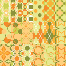 Scrapbook paper pack, digital paper pack, green, orange, instant