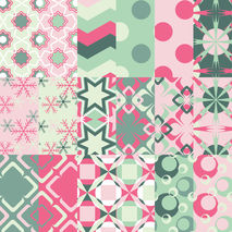 Pink mint digital paper, soft green, mix pattern digital paper,