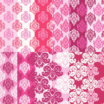 Pink damask digital paper, damask pattern digital paper, pink, i