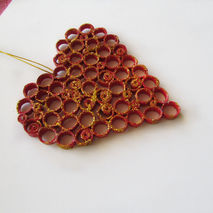 Love Heart Decoration, Quilled Red Heart Ornament, Quilled Love