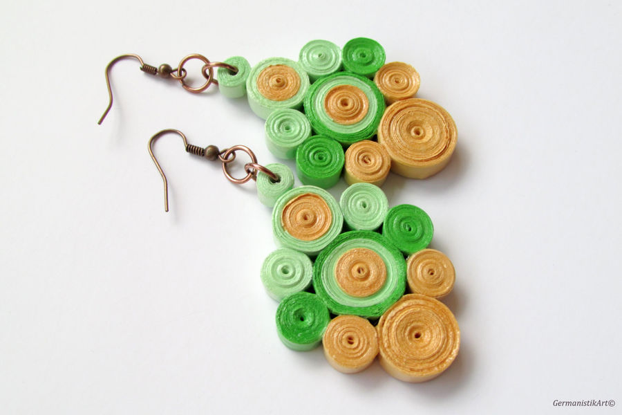Quill Paper Earrings, Quilled Paper Dangle Earrings, Quilled Dan