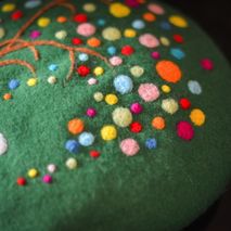 Handmade wool felt hat fairy tales - Color tree and cat
