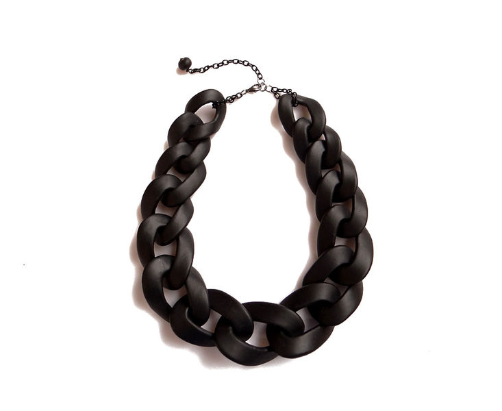 Black Oversized Chain Necklace,Chunky Chain Polymer Necklace