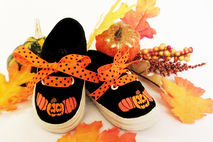 Halloween Hand Painted Pumpkin Jack-o-lantern Baby Shoes