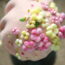 Handmade wool felt hat, beret painter"Flowers blooming season"