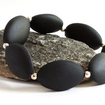 Black Bead Stretch Bracelet