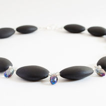 Black Beaded Statement Necklace with Glass Briolettes