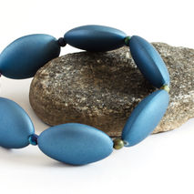Velvety Blue Bead Stretch Bracelet