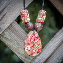 Red and Yellow Handmade Boho Necklace