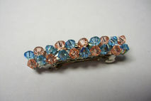 Peach and Blue Beaded Barrette