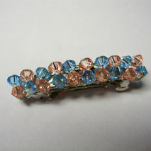 Peach and Blue Beaded Barrette