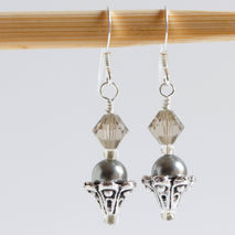Grey Swarovski Pearl and Crystal Earrings