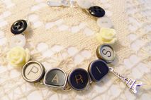 Paris Antique Typewriter Key Bracelet
