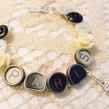 Paris Antique Typewriter Key Bracelet
